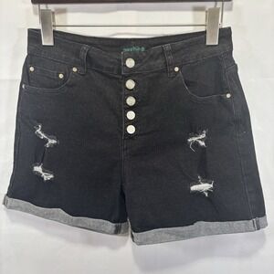 Sterling Kreek Size‎ M Button Fly Black Denim Cuff Shorts